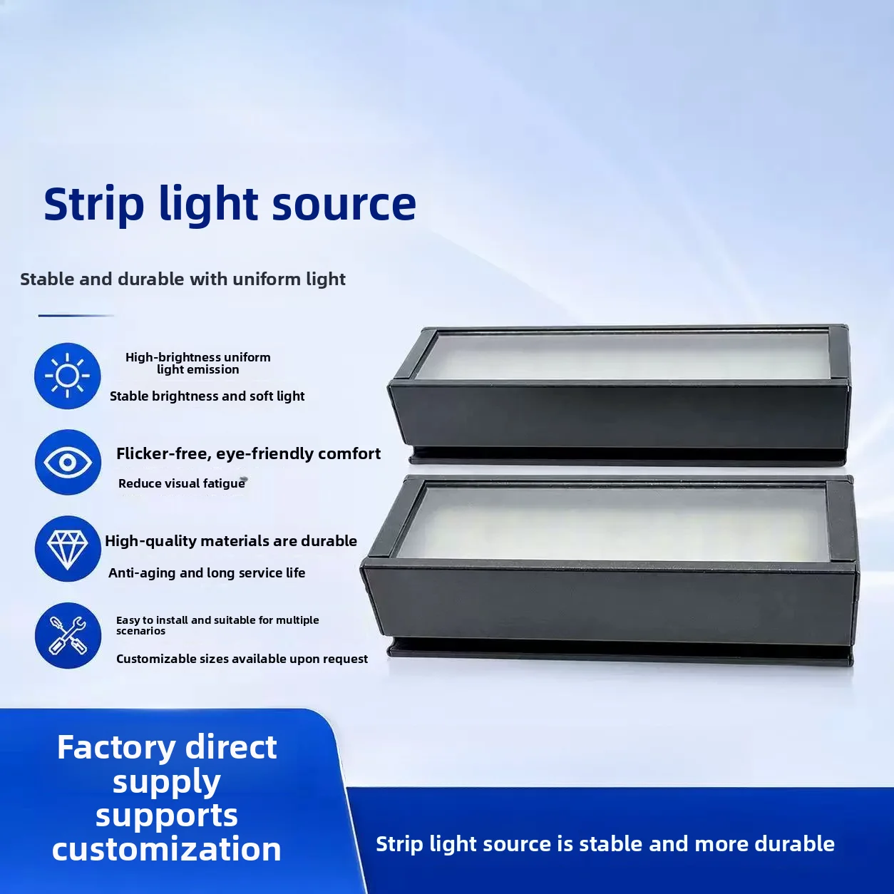 30mm LED Bar Backlight for Machine Vision – Uniform Linear Light for Industrial Camera Surface Defect Detection