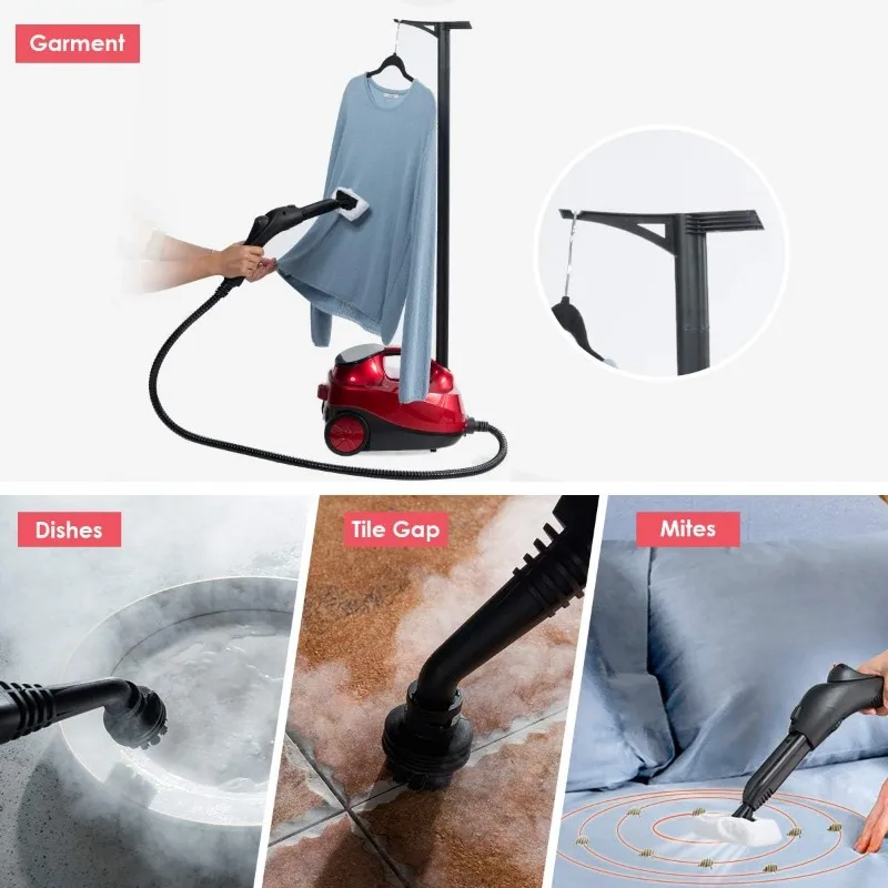 COSTWAY 2000W Multipurpose Steam Cleaner with 19 Accessories, Household Steamer with 1.5L Tank for Cleaning