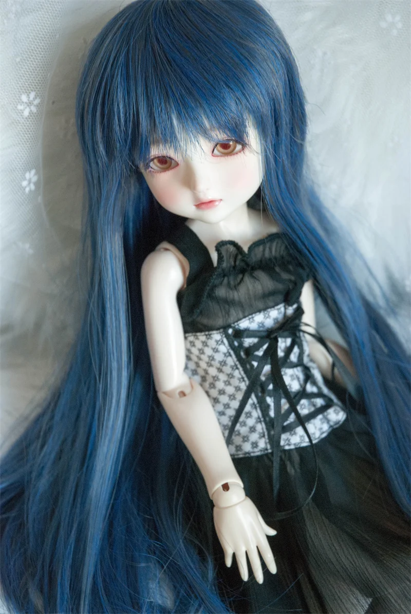 D04-P124 الأطفال اليدوية لعبة 1/3 1/4 1/6 SSDF دمية BJD/SD دمية شعر مستعار أسود العتيقة نمط الشعر الطويل 1 قطعة