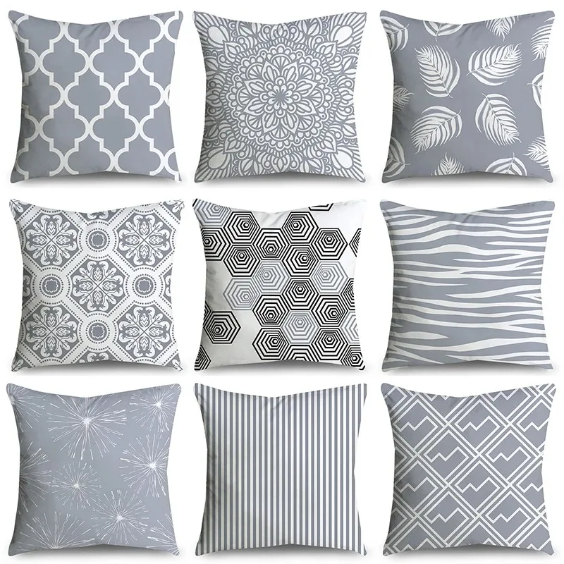 

Gray Printed Pillowcase Car Ornaments Office Living Room Home Pillowcase