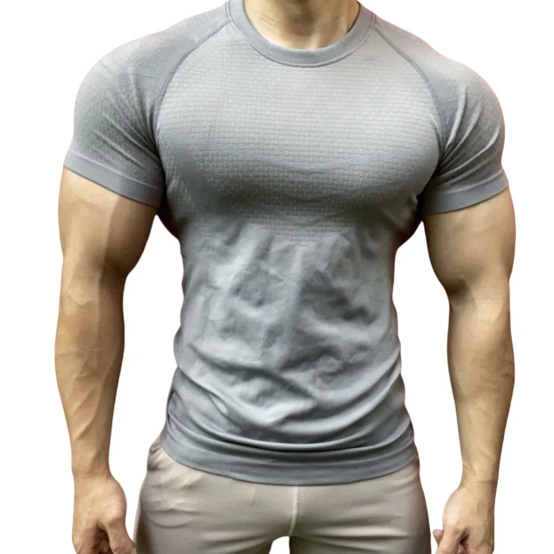 Men's Gym T-Shirt Workout & Training Fitness Short Sleeve Slim Fit O-Neck Athletic Baselayer Tees Tops Sport Clothing image 5
