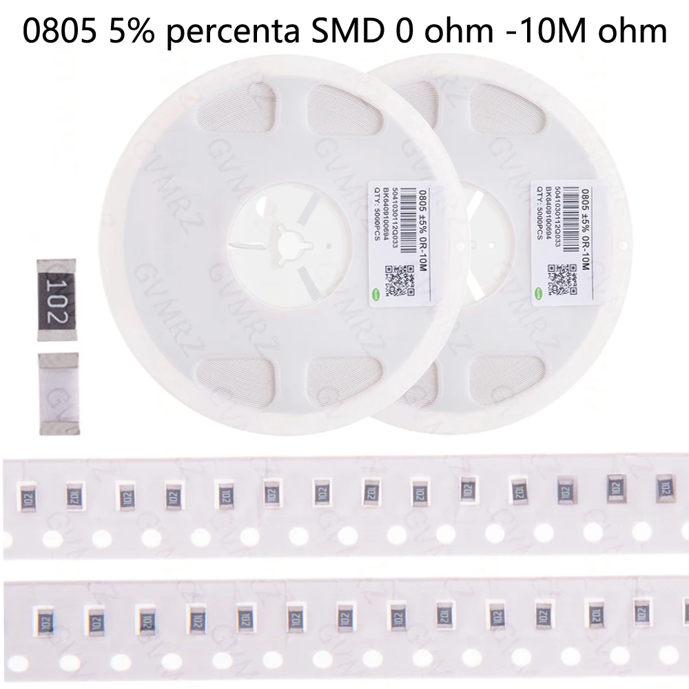 5000PCS 1Reel 220R 330R 470R 1K  0 470 ohm 0805 5%  percenta SMD  0 ohm~10M ohm chip resistor 0 10R 100R 4.7K 10K 47K 100K