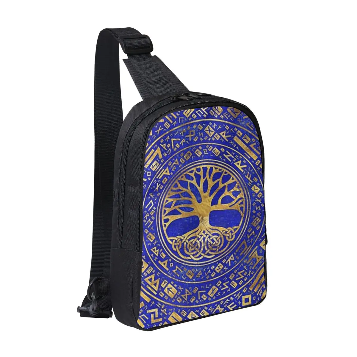 

Tree Of Life -Yggdrasil - Lapis Lazuli Chest Bag Men Sling Crossbody Backpack Chest Bag Travel Hiking Daypack Shoulder Bag