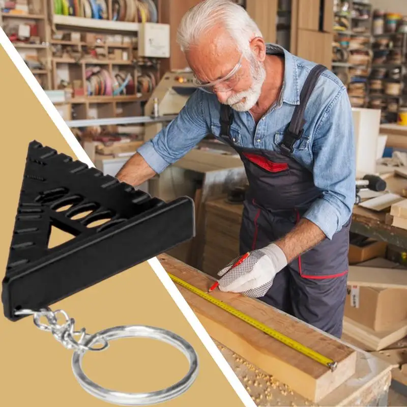 Woodworking Square Precision Ruler Small Triangular Precision Speed With Key Ring Portable Measuring Tool For Metal Furniture