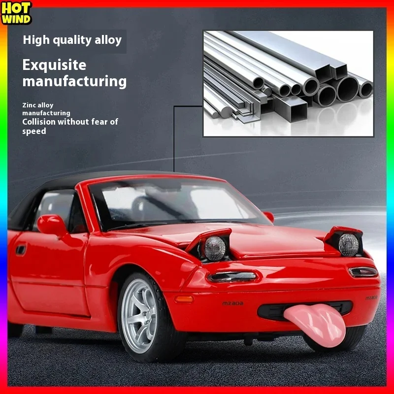 

1:32 Mx5 Mx-5 Supercar Alloy Die Cast Toy Car Model Sound And Light Pull Back Children's Toy Collectibles Birthday Gift