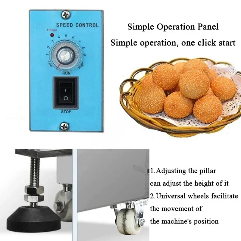 Máquina de recubrimiento en polvo, automática, comercial, de cáñamo, redonda, para envolver pasteles de sésamo, bola de arroz glutinosa de patata dulce púrpura