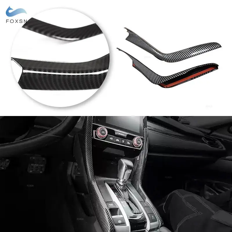ABS Carbon Texture For Honda Civic 10th Gen 2016 2017 2018 -2021 Car Interior Center Gear Shift Panel Frame Trim Accessories view 5