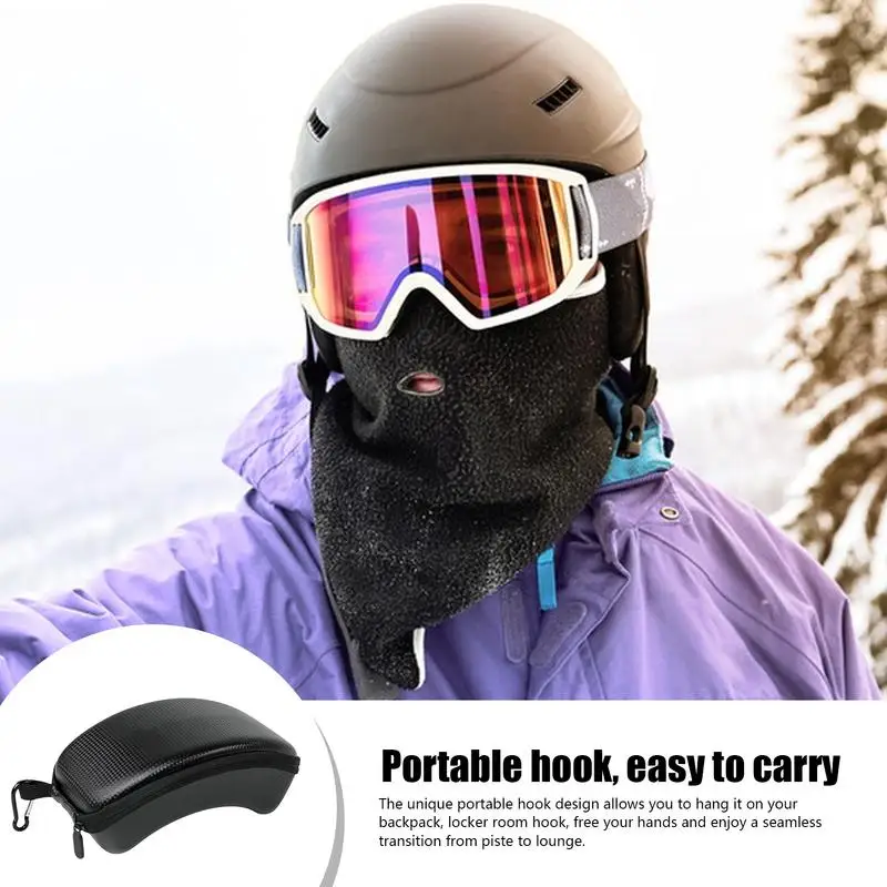 Snowboard Goggles Case Dustproof Travel Sunglasses Case With Carabiner Hook Portable Snowboard Eyeglass Carrying Case Sports