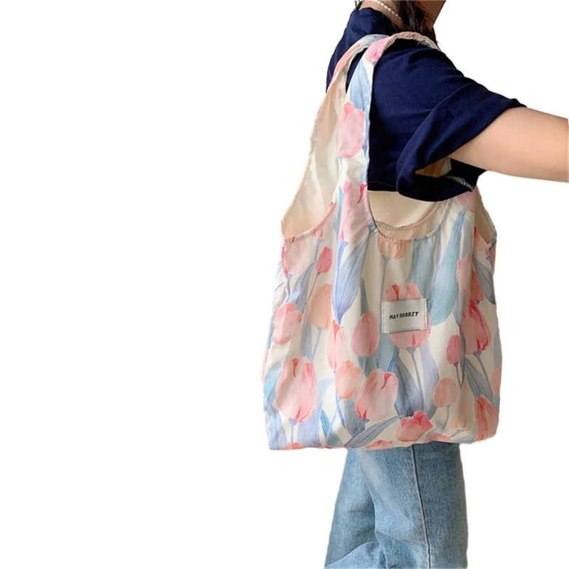 Tote Bag Fashion Leisure Bag for Women Tulips Pattern Grocery Bag Shopping Bag