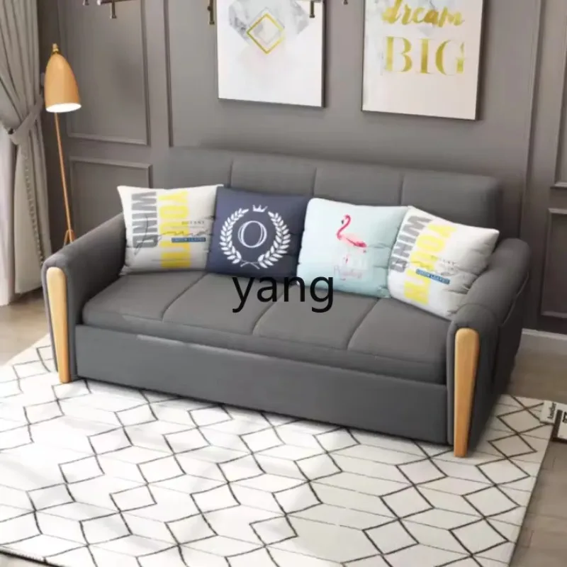 

LTT solid wood sofa bed foldable multi-functional storage small apartment living room double sofa