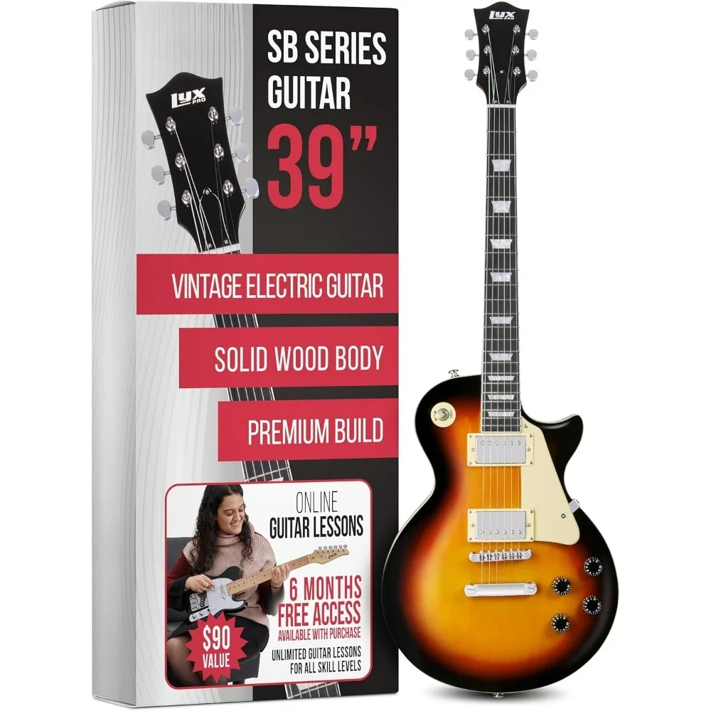 SB Series Electric Guitar, LP Style for Beginner, Intermediate & Pro Players Solid Body Guitar, Bonus 2-Pack of Picks