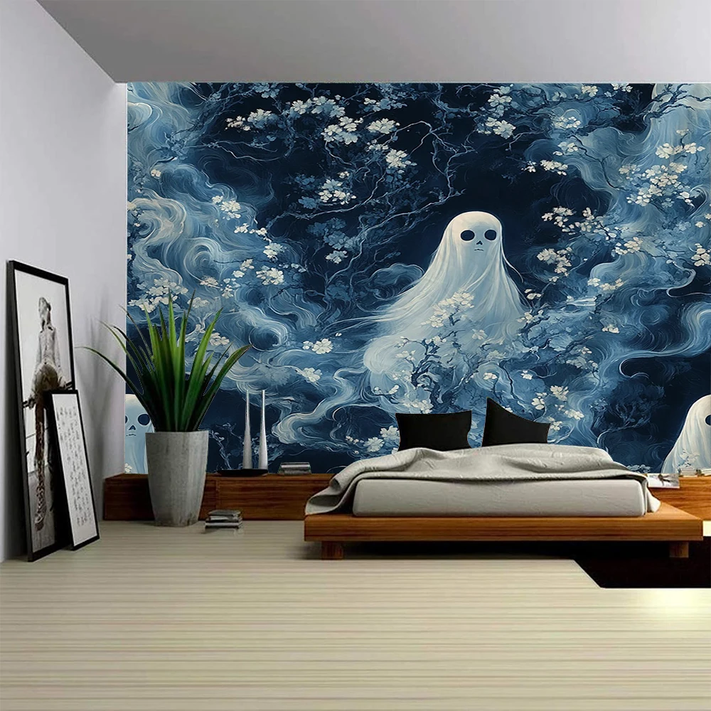 Halloween Skeleton Ghost Pumpkin Head Ghost House Background Decoration Tapestry Festival Atmosphere Decoration Tapestry