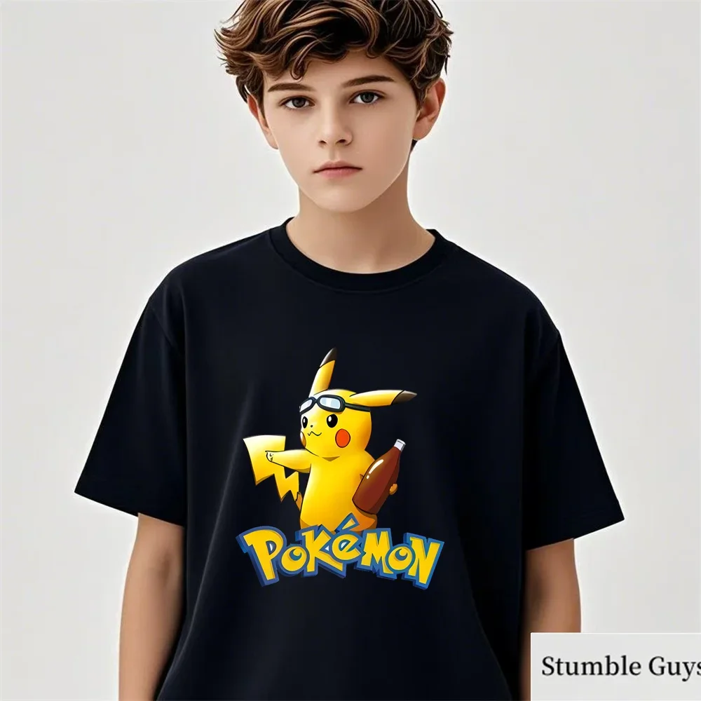 الصيف بوكيمون ثلاثية الأبعاد الطباعة الأطفال بيكاتشو تي شيرت لصبي عادية بنين بنات موضة تي شيرت الاطفال 3-14 سنة الكرتون الملابس