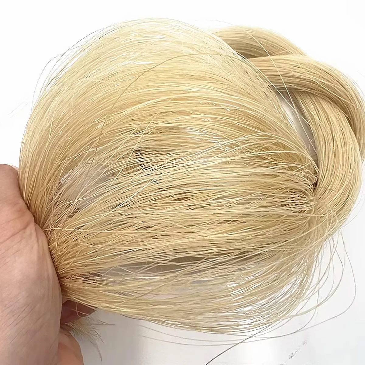 Coleta de pelo de caballo natural, 50g, AAA, Siberia, cola de caballo blanca, violín, violonchelo, lazo de bajo, pelo, tejido, arco de reemplazo