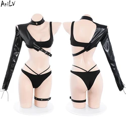 AniLV Movie Game Women Agent Uniform Black Outfits Costumes Cosplay