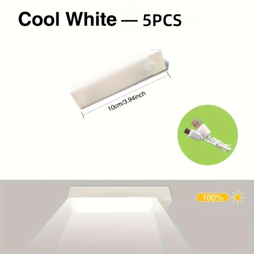 5 قطع من أضواء مستشعر LED تحت الخزانة مع مستشعر حركة، مناسبة للمكاتب والخزائن والخزائن والخزائن والمخزائن والممرات، #6