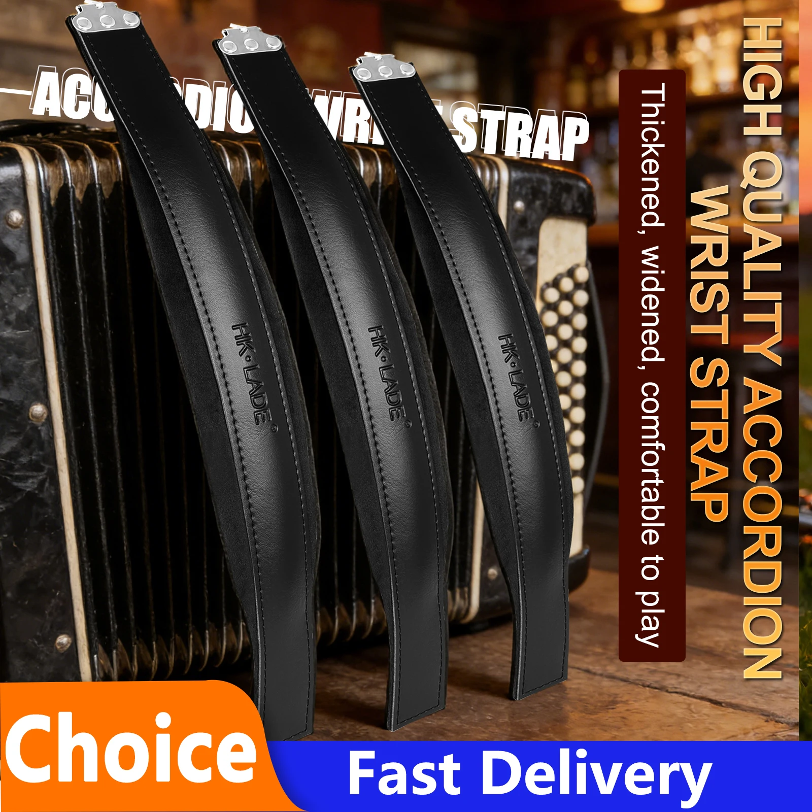 HK-LADE Accordion Strap Left Hand Bass Strap Leather Flannel Wide High-Elastic Sponge Cushion Accordion Replacement Parts
