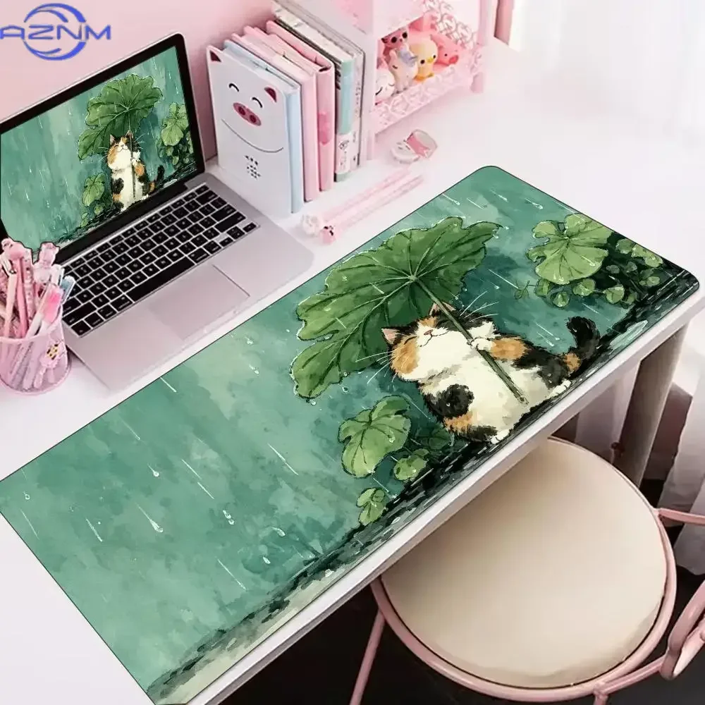 Aesthetic Kitten Green Garden Pond Art Non‑Slip Rubber Mouse Pad For Stable Mouse Control Gaming Desktop Daily Entertainment
