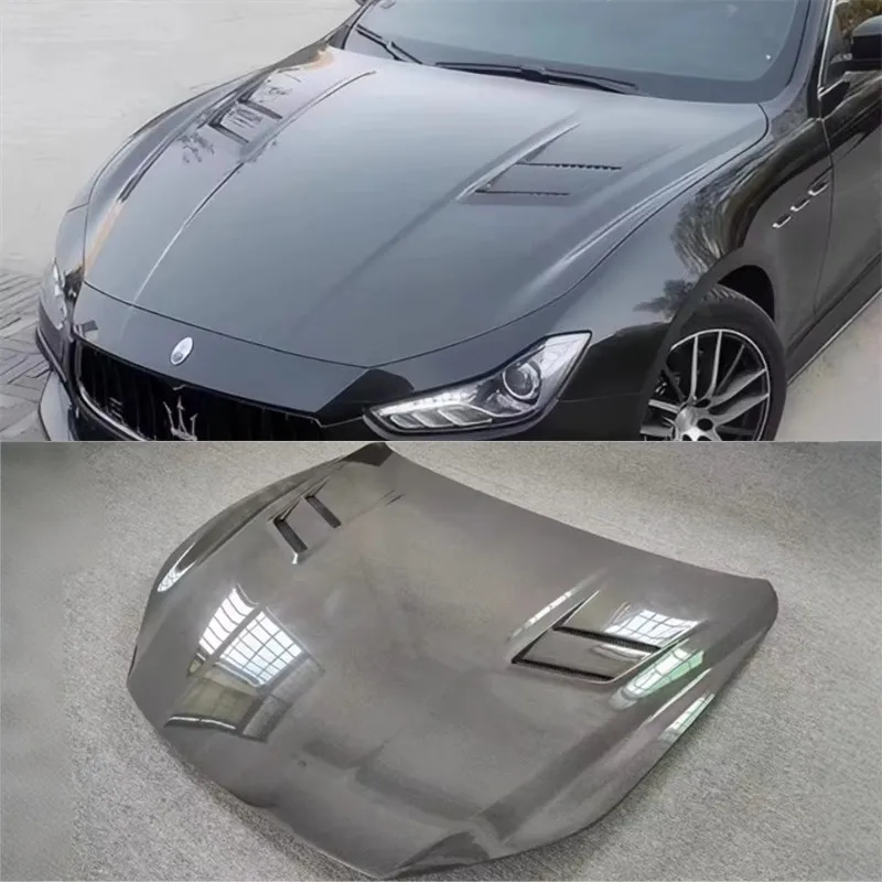 

For Maserati Ghibli ReaI Dry Carbon Fiber Hood Engine Cover Hood Car Headliner Hood Cover Upgrade Auto Parts Kit