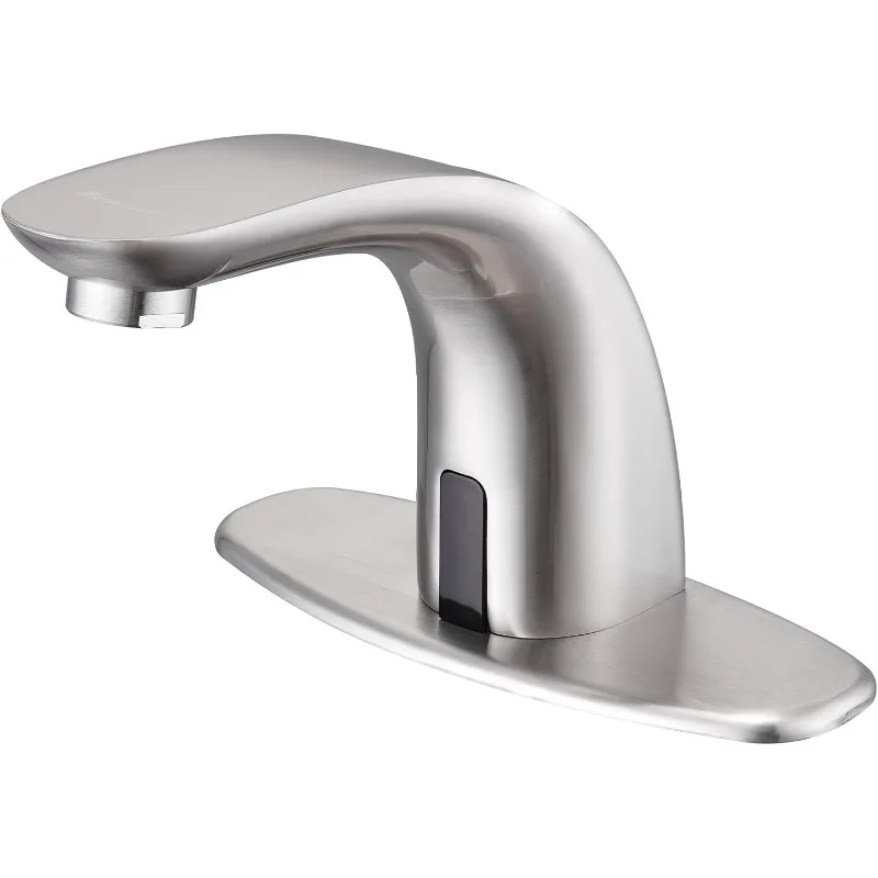 Touchless Bathroom Sink Faucet with Hole Cover Plate, Brushed Nickel