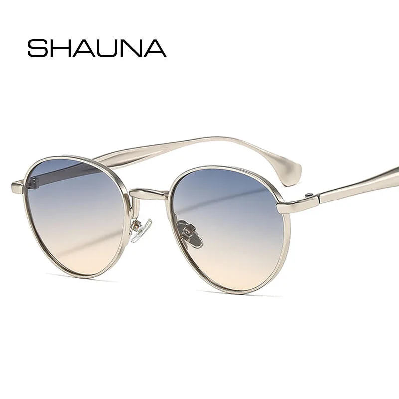 SHAUNA Retro Metall Runde Punk Männer Sonnenbrille Shades UV400 Mode Trend Gradienten Frauen Sonnenbrille