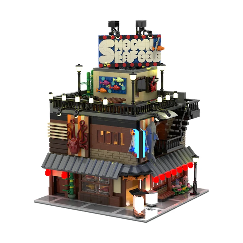 2765pcs MOC Shogun Zeevruchten Restaurant Gemaakt Model Gebouw Kerstcadeaus Blokken Architectuur Monteren Speelgoed DIY Idee Baksteen