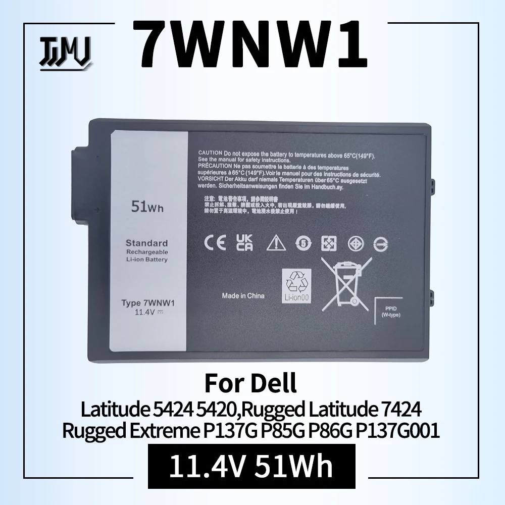 

7WNW1 замена аккумулятора ноутбука Dell Latitude 5424 5420 жесткий 7424 жесткий Extreme P137G P85G P86G P137G001 P137G002 P85G001 P86G001 DMF8C GK3D3 6NNCF DP3KF DMF0C 451-BCHV 51Wh