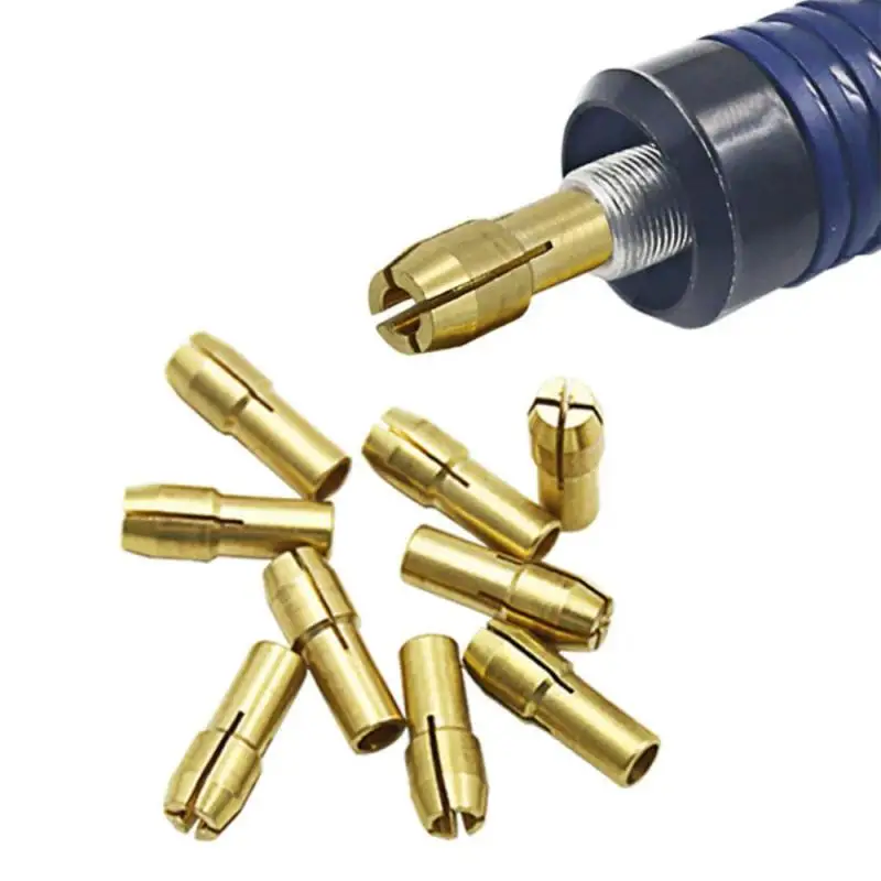 Brass Collet Mini Electric Grinder Quick Change Drill Chuck Bit Sets 0.5-3.2mm Brass Collet Brass Chuck Fits Dremel Rotary Tools