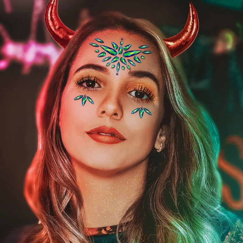 

6Pcs Mermaid Face Jewels Gems Rhinestones Rave Eyes Body Temporary Sticker Crystal Face Stickers Decorations for Festival Party