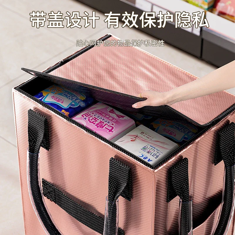 Foldable Wheeled Rolling Shopping Bag Long Handle Large Capacity Portable Collapsible Tote for Travel Shopping Outdoor Business