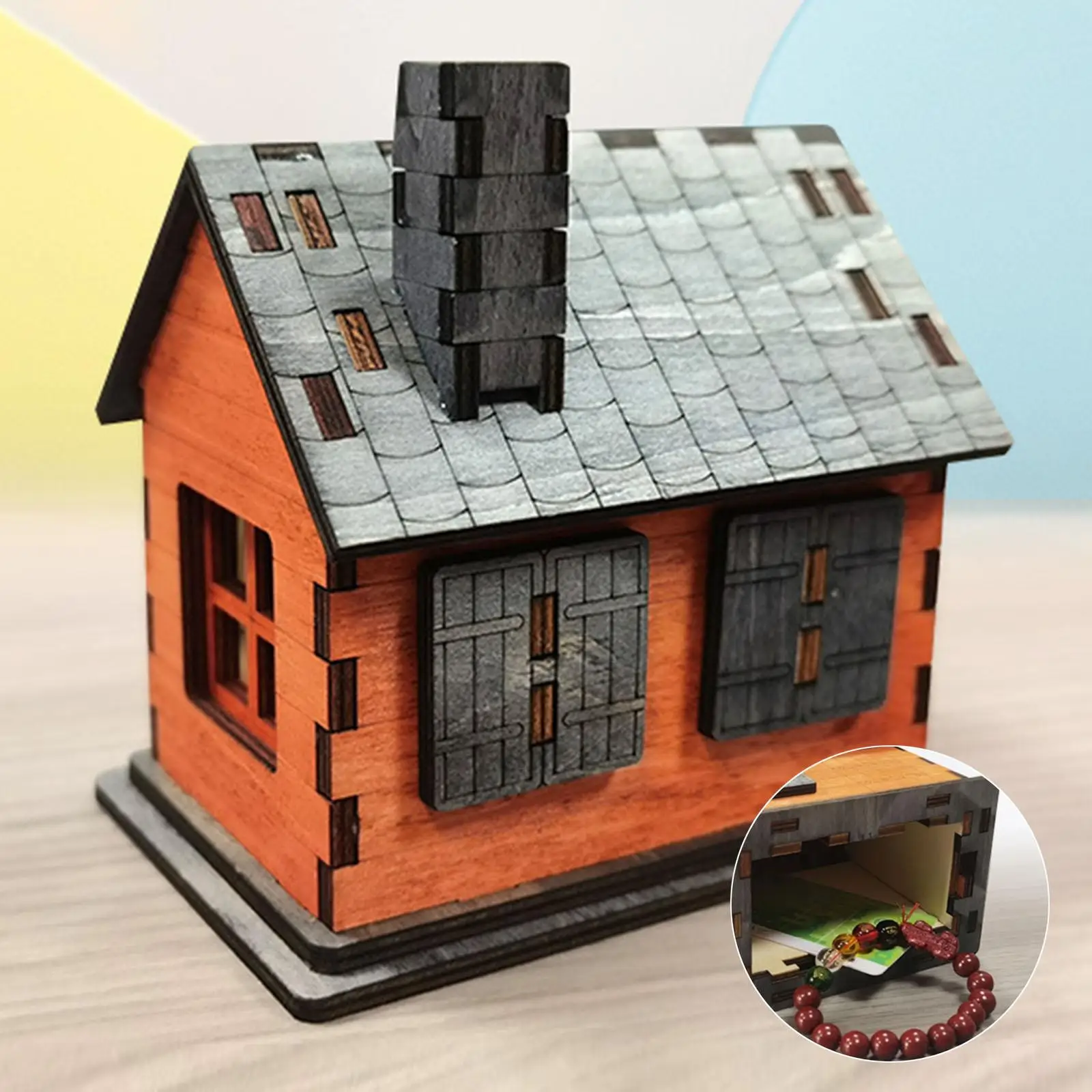 Puzzle Box Case Treasure Box Wood Box Birthday Gift Storage for Kids Adults Unique Magic Box 3D Brain Teaser Toy Wooden Cabin