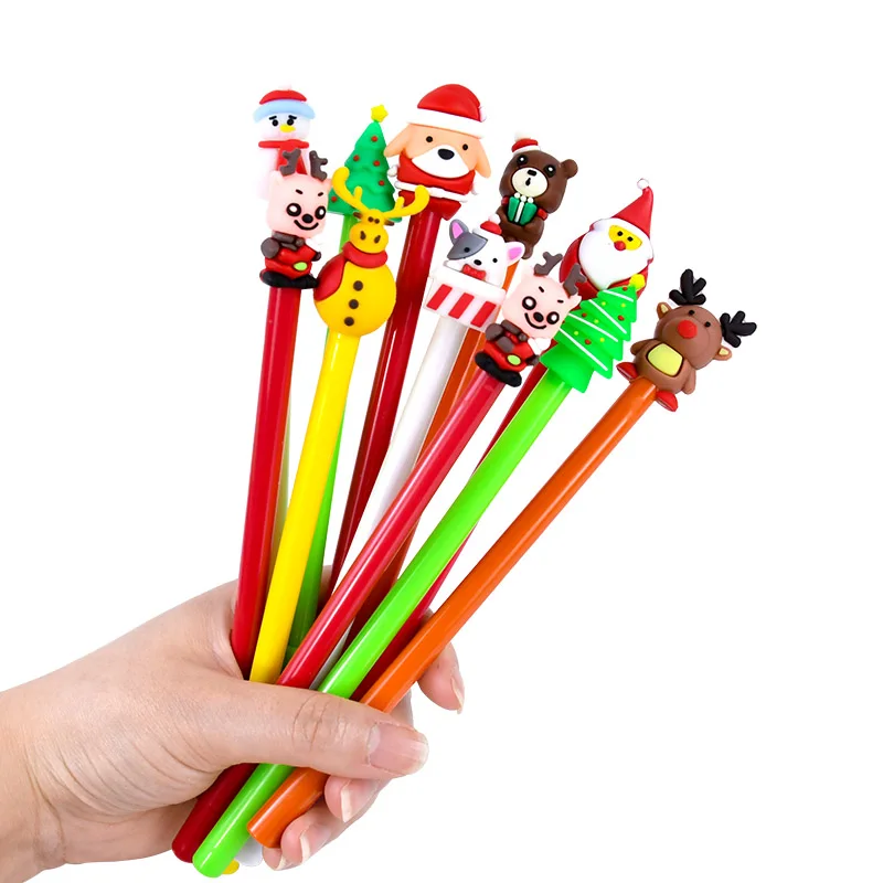 

10pc Christmas Gel Pen Cute Christmas Tree Snowman Elk Santa Claus 0.5mm Black Neutral Pen School Writing Pen Stationery Navidad