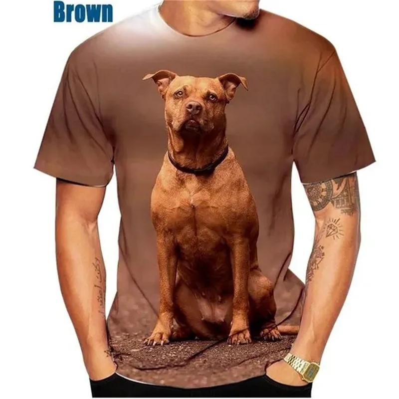 

Футболка с 3D принтом питбуля и собаки для мужчин и женщин, повседневные футболки с короткими рукавами для собак, детские футболки большого размера, уличная одежда