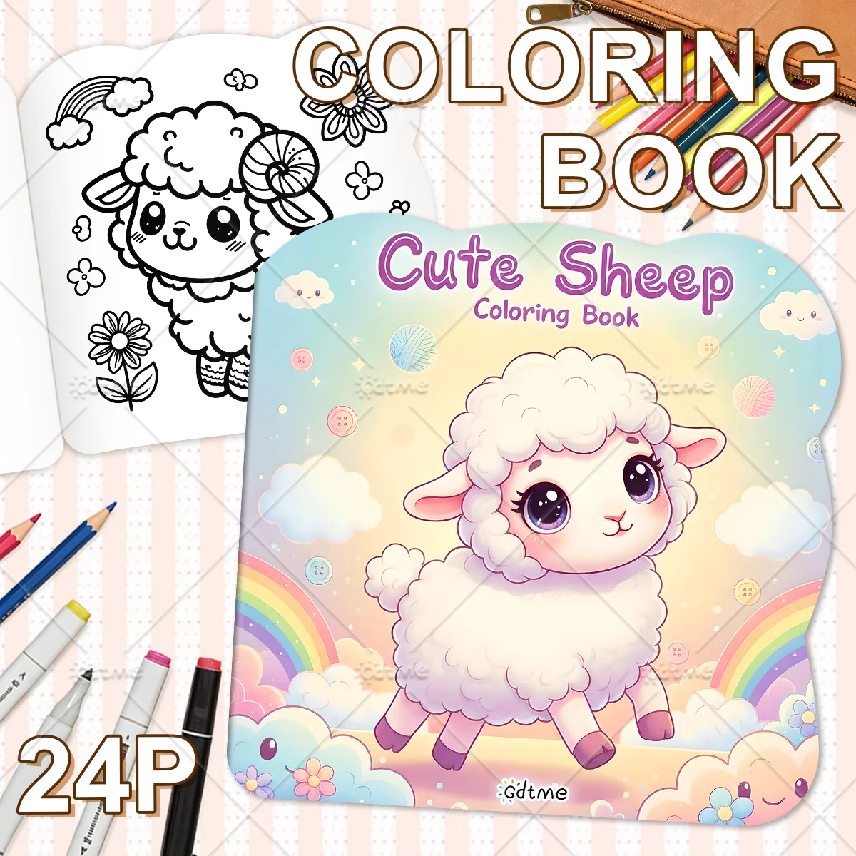 Cute Sheep Bold-easy  Irregular Patterns Coloring Book for Adults Cute Drawing Book Perfect Gift for Party and Birthday
