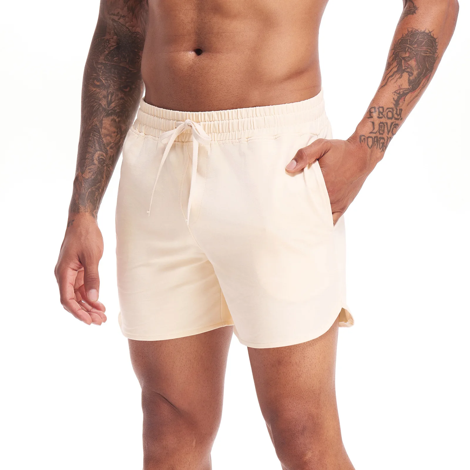 

Men's Cotton Lounge Shorts 3 Inch Inseam, Summer Home Sleepwear Pants, Big Size Elastic Waist Athletic Running Shorts Quick Dry