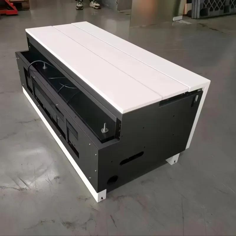 OEM Concealed Screen TV Cabinet for Living Room Motorized Sliding TV Cabinet UST Smart Villa Home Theater Set