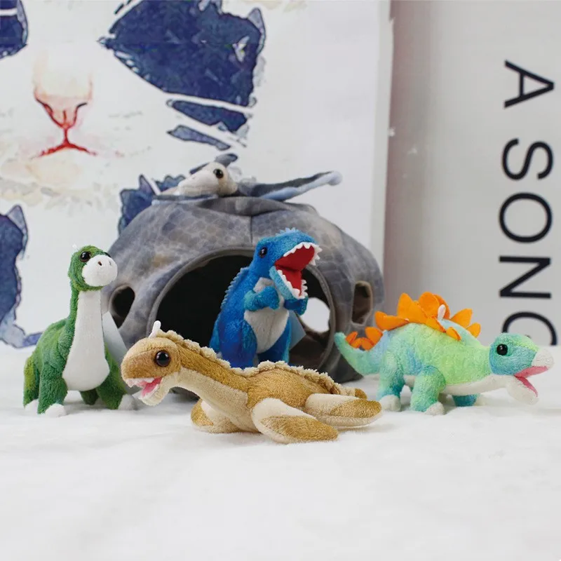 New Cartoon Cute Jurassic Dinosaur Series Dinosaur House Plush Toys Creative Fun Simulation Tyrannosaurus Rex Stegosaurus Set