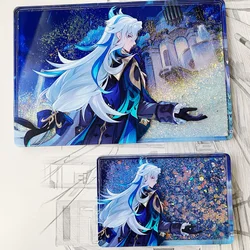 Anime Game Genshin Impact Neuvillette Wriothesley Zhongli Acrylic Quicksand Mahjong Customize Acrylic Ornaments Souvenir Gifts