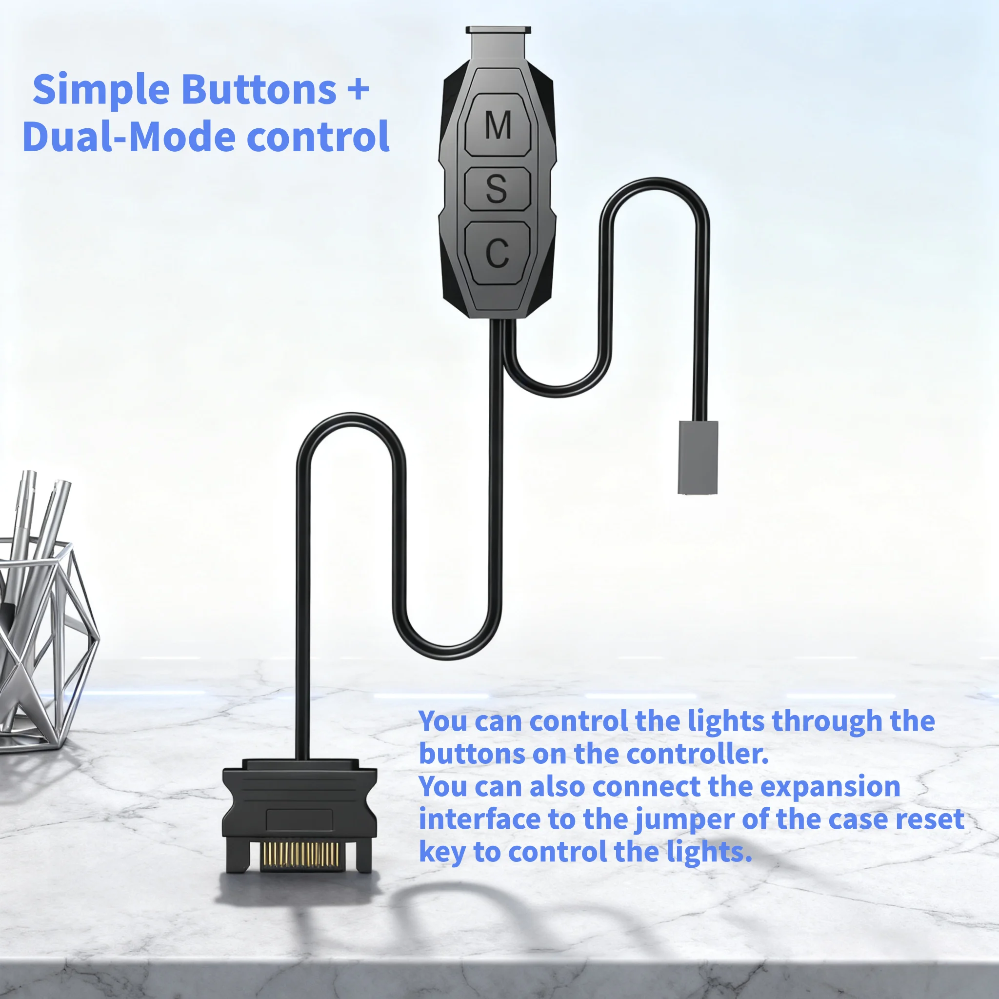 5V ARGB Controller - 3-Pin Lighting Mode Fan Speed and Color Control Controller - SATA Power Supply