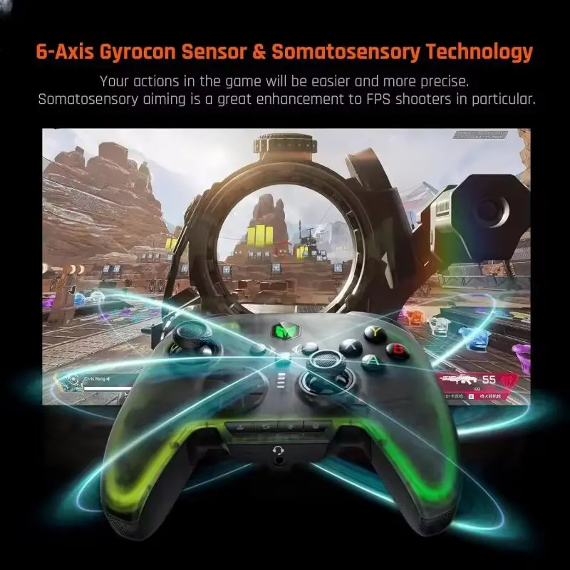 BIGBIG WON Gamepad Rainbow 2 Pro Elite Gaming Controller Wireless Connect Video RGB Light Joystick Support PC Switch Android IOS