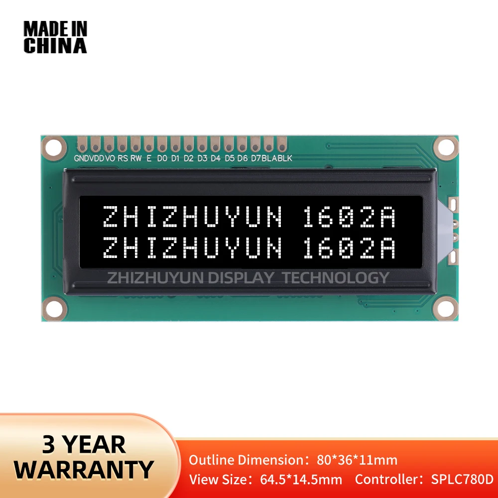 LCD1602A English Japanese Character Library Character Screen Btn Black Film 16*2 80*36 Display Screen LCM Liquid Crystal Module