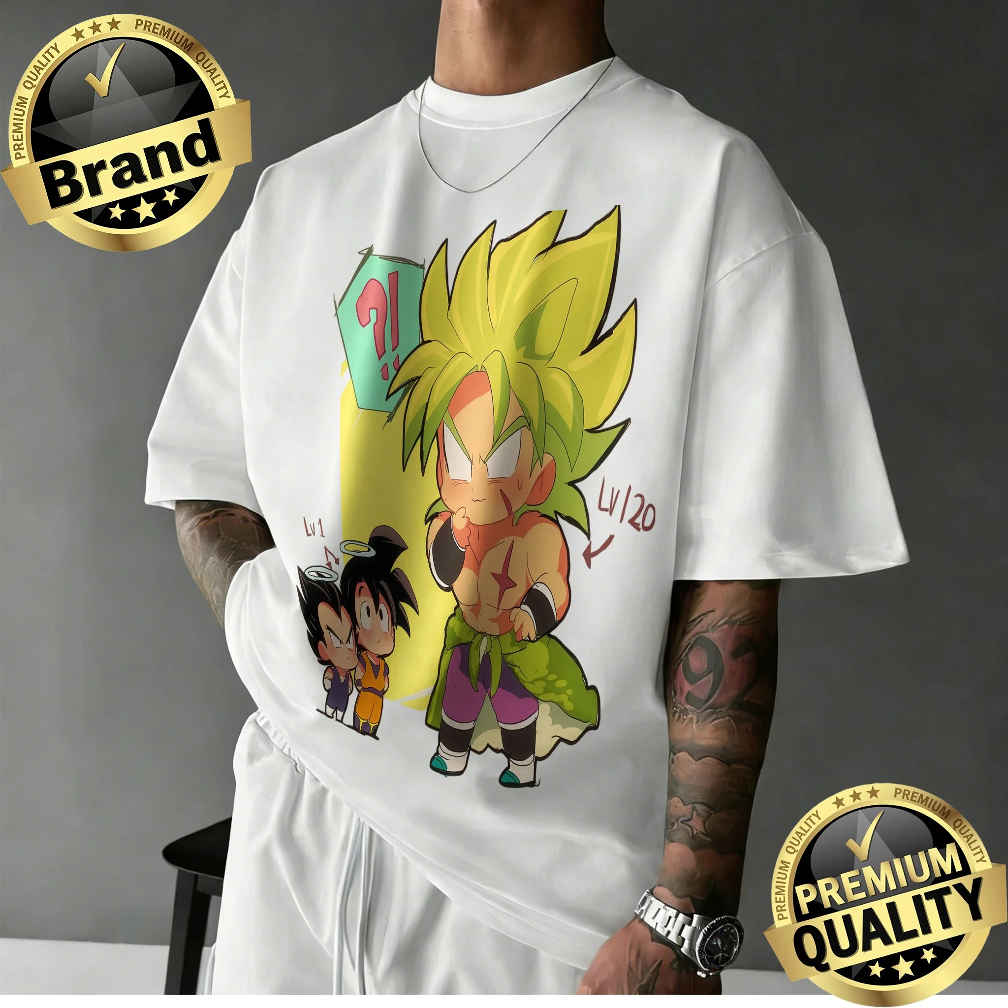 Camiseta Extra Grande de Dragon Ball, Nueva Llegada 2026 | Camiseta informal Y2k de algodón 100% con estampado gráfico retro de Chibi Broly y Goku para la familia