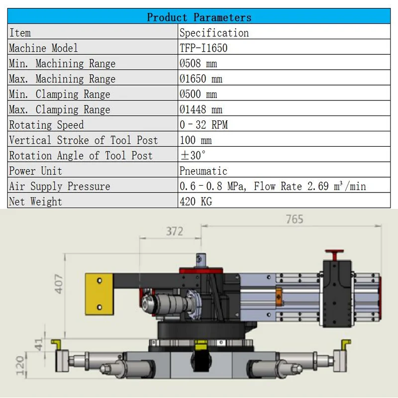 Portable Pneumatic Flange Facing Machine High Efficiency Flange Facer for Onsite Metal Flange Repair