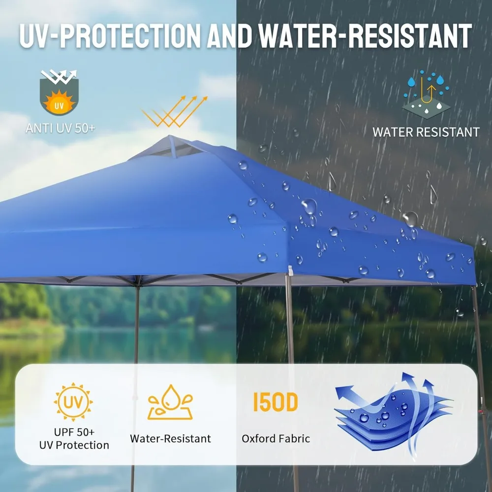 مظلة منبثقة - خيمة شاطئ قاعدة مقاس 11 × 11 مع إعداد دفع واحد - خيمة منبثقة للمناسبات والحفلات والتخييم - شرفة مع حقيبة بعجلات