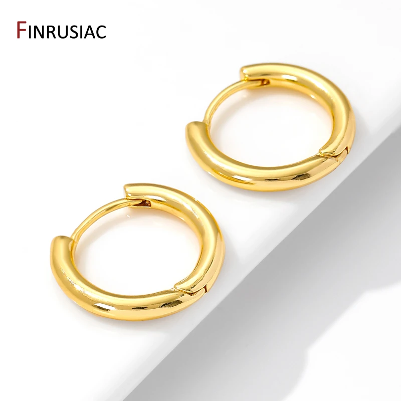 Fashion 18K Gold Color Brass Simple Hoop Earrings for Women Circle Piercing Round Ring Hang Earrings Wholesale