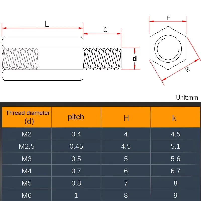 Male Female Hex Board Spacing Screw M2 M2.5 M3 M4 M5 M6 Aluminium Motherboard Hex Standoffs PCB Support Threaded Pillar Column