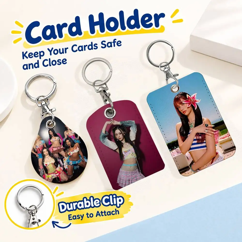 FOR Katseye Gnarly Girls Card Holder Men And Womenn Universal Antirust Keychain Learther Access Drop Key Tag Ring
