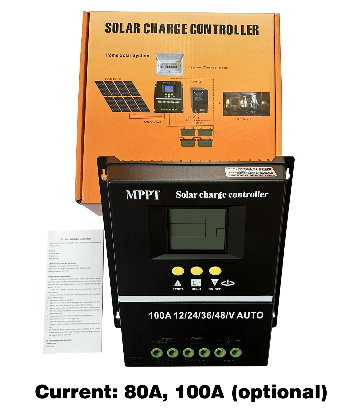 Imagem -06 - Roexby-ferramentas Controlador de Carga Solar Lcd Dual Usb Carregador Rápido Chumbo Aacid Bateria de Lítio Mppt 100a 80a 60a 12v 24v 36v 48v