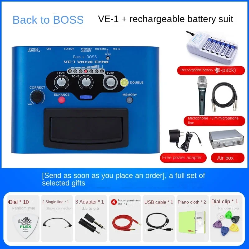 BOSS Effector VE1 VE500 VE20 VE8 Portable Vocal Loop Reverb Single Block Folk Guitar Playing and Singing