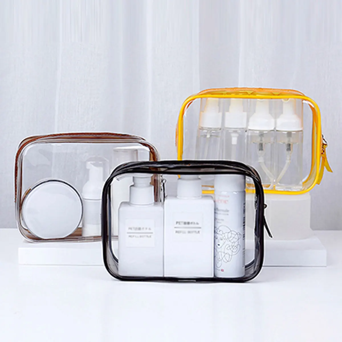 1pcs large capacity makeup bag, travel multifunctional makeup storage bag, transparent waterproof and dustproof toileting bag